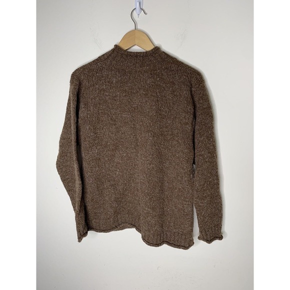 Vintage Sweater Womens Large VNeck Wool Blend Kangaroo Pocket Brown In Knit - Picture 3 of 6